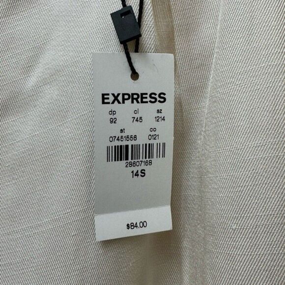 Express Linen Cream High Rise Tapered Ankle Pants Size 14 - Picture 6 of 8